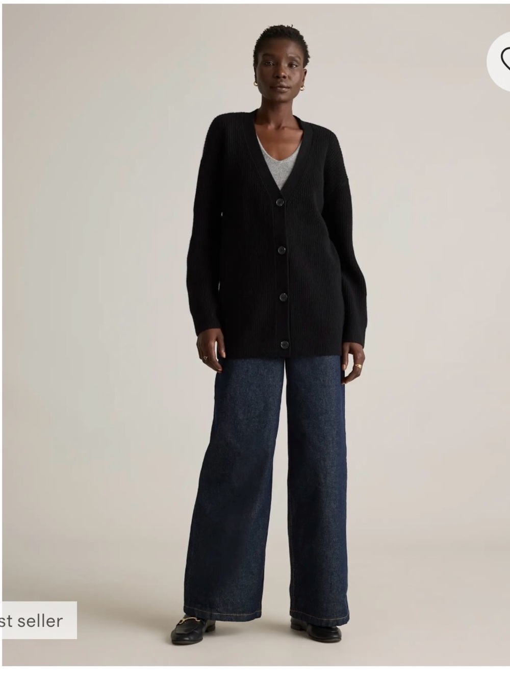 Black V-Neck oversized Women's cashmere Cardigan Sweater